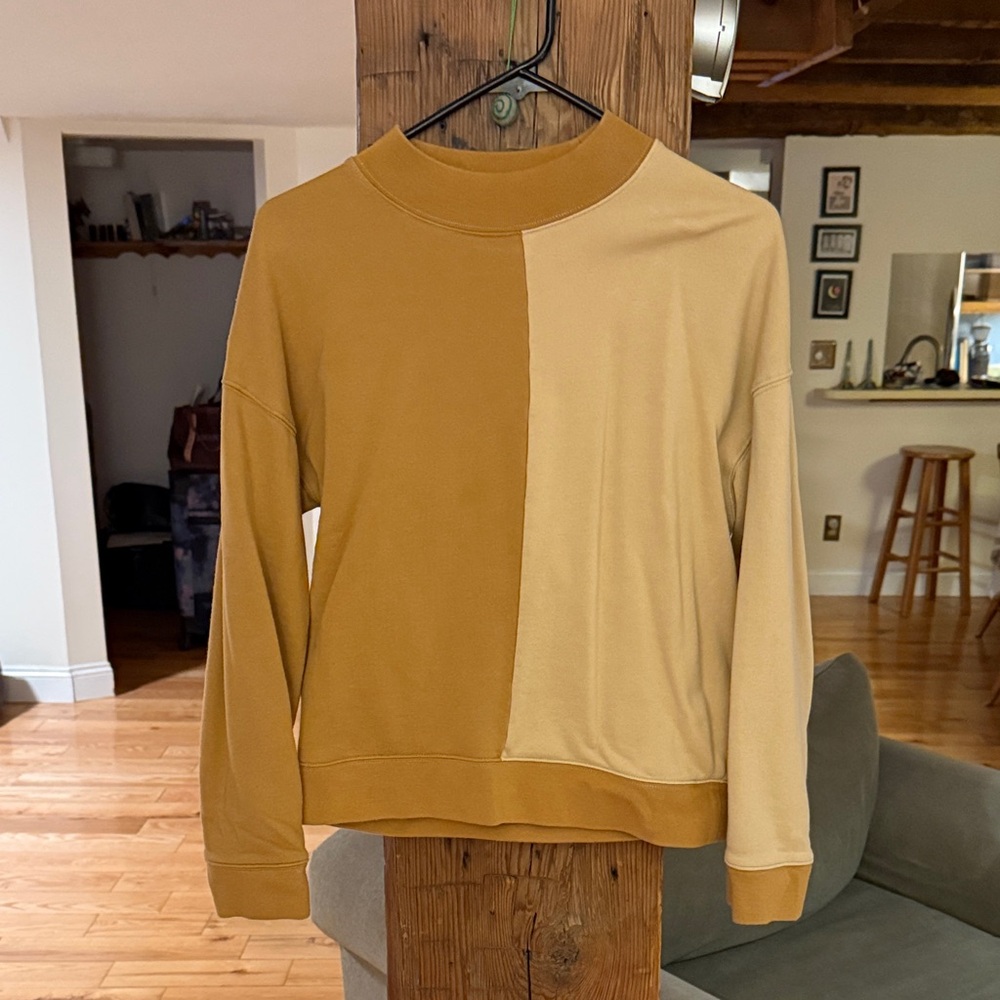 Two-Tone Tan and Cream Crew Sweatshirt